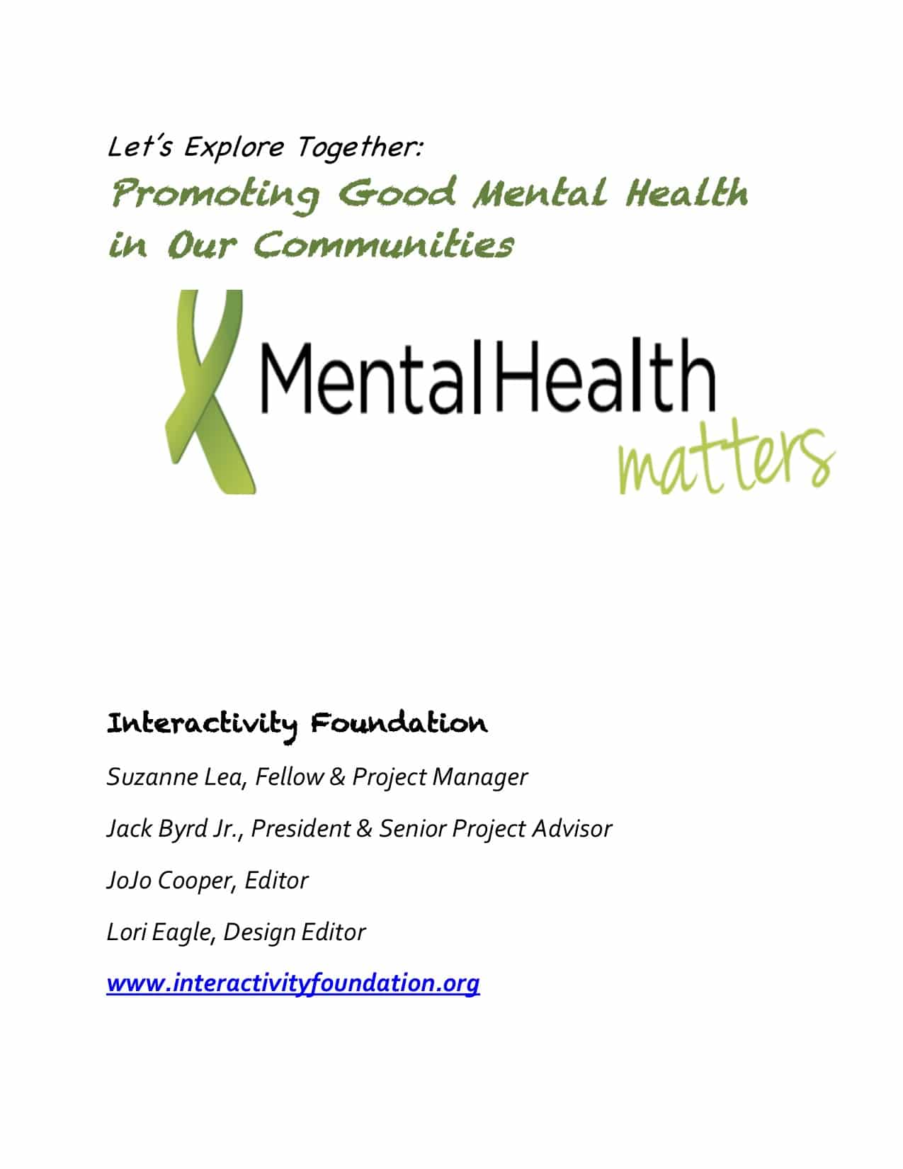 Promoting Good Mental Health in Communities